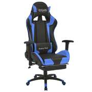 Reclining Office Racing Chair with Footrest Blue