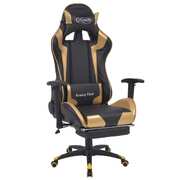 Reclining Office Racing Chair with Footrest Gold