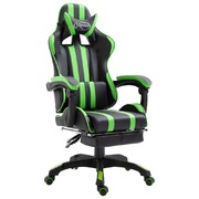 Leather Gaming Chair with Footrest Green