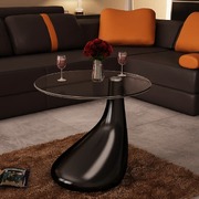 Coffee Table with Round Glass Top High Gloss Black