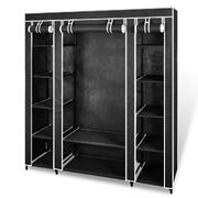 Wardrobe with Compartments and Rods Black Fabric