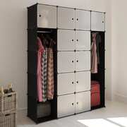 Modular Cabinet 14 Compartments Black and White 