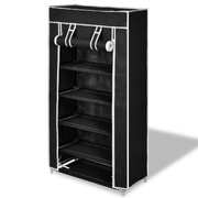 Fabric Shoe Cabinet with Cover Black