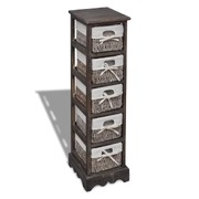 Paulownia Wood Storage Rack 5 Weaving Baskets Brown