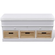 White Storage & Entryway Bench with Cushion Top 2 Draw 3 Crate