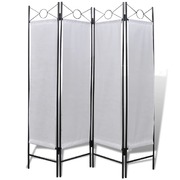 4-Panel Roo Divider Privacy Folding Screen White  