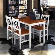 5 Piece Dining Set Brown and White