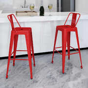 Bar Stools 2 pcs Red Steel