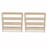 Wooden Shoe Rack 4-Tier Shoe Shelf Storage 2 pcs