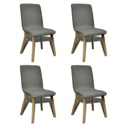 Dining Chairs 4 pcs Light Grey Fabric and Solid Oak Wood 
