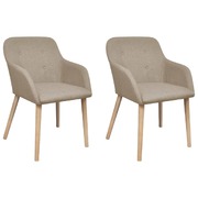 Dining Chairs 2 pcs Beige Fabric and Solid Oak Wood