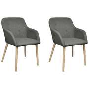 Dining Chairs 2 pcs Light Grey Fabric and Solid Oak Wood