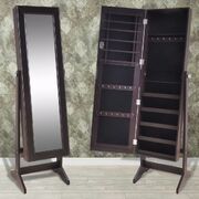 Free Standing Jewellry Cabinet with Mirror Brown