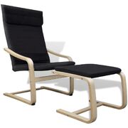 Armchair with Bentwood Frame Black Fabric