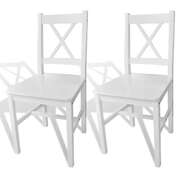 Dining Chairs 2 pcs White Pinewood