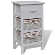 Cabinet with 1 Drawer and 2 Baskets White Wood