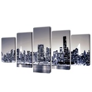 Canvas Wall Print Set monochrome New York Skyline  M  