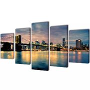 Canvas Wall Print Set Brooklyn Bridge River View  M  