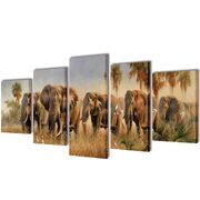 Canvas Wall Print Set Elephants  M   