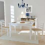 4x Solid Rubber Wood Dining Chairs White Velvet Kitchen Dinner Chair