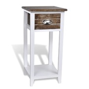 Nightstand with 1 Drawer Brown and White