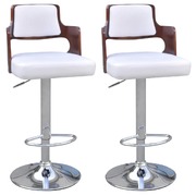 Bar Stools 2 pcs White Faux Leather