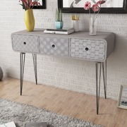 Console Table with 3 Drawers Grey