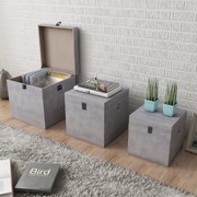 Storage Box Concrete 3 pcs Square Grey MDF