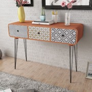 Console Table with 3 Drawers Brown