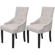 Dining Chairs 2 pcs Cream Fabric