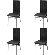 Dining-Chairs 4 pcs Black Faux Leather