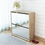 Shoe Cabinet 2-Layer Mirror Oak 