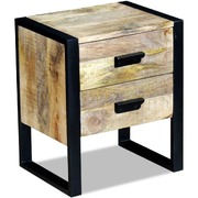 Side Table with 2 Drawers Solid Mango Wood 