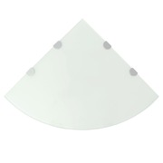 Corner Shelf with Chrome Supports Glass White