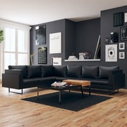 Corner Sofa Artificial Leather Black