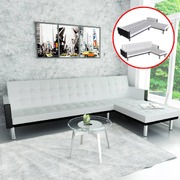L-shaped Sofa Bed Faux Leather White