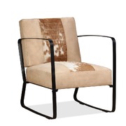 Lounge Chair Cream Genuine Goatskin and Canvas
