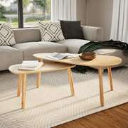 Coffee Table Set 2 Pieces Solid Pinewood Brown