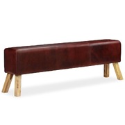 Bench Genuine Leather Brown 160x28x50 cm