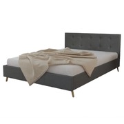 Bed Frame Dark Grey Fabric Queen Size