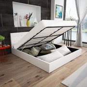 Bed Frame White faux Leather White Queen Size