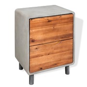 Nightstand Concrete Solid Acacia Wood