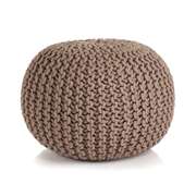 Hand-Knitted Pouffe Cotton Brown