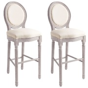 Bar Chairs 2 pcs White Linen