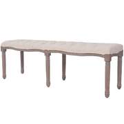 Bench Linen Solid Wood Cream White