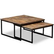 2 Piece Nesting Coffee Table Set Solid Reclaimed Teak