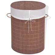 Bamboo Laundry Bin Oval Brown