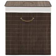 Bamboo Laundry Bin Rectangular Dark Brown