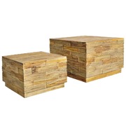 Coffee Table Set 2 Piece Solid Teak