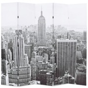 Folding Room Divider New York by Day Black & White